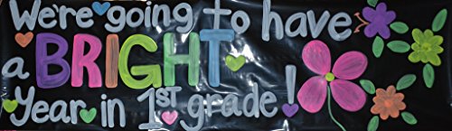 Chalk Markers WHATUP Banner Kit by Glass Chalk - 1 Black Blank Banner, 4 Clips, Rope, 4 neon Color Markers - Thumbnail 2