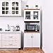 Giantex Microwave Cabinet Counter Kitchen Pantry Cupboard Storage Cabinet Shelves White (72