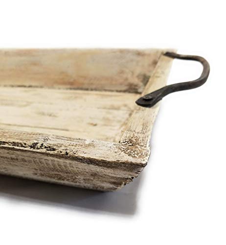 Farmhouse Rustic White Decorative Serving Tray- The Willow Brooks - Thumbnail 2