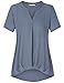 Tunic Blouse Short Sleeve, Messic Ladies Loose Fitting Tops Deep V Neck Blouse Shirt(XL,Blue Grey)