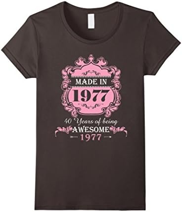 Women's Made In 1977 T Shirt- 40 Years Old 40th Birthday Gift Small Asphalt