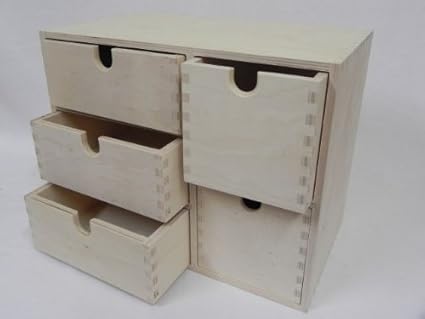 Wooden Storage Box Drawer Cabinet With 5 Drawers Xl Birch 36x28x20