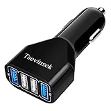 Tsevinsek 48W Quick Charge 3.0 Car Charger Rapid 4 Port Fast USB Car Charger Adapter for iPhone 7/7Plus/6/6S/8/X, iPad, Samsung Galaxy S8/S8 Plus/S9/SP Plus, Nexus, and More Cell Phones