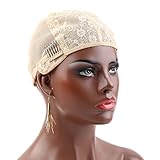 Bella Hair Doule Lace Wig Cap for Making Wigs with Adjustable Straps and Combs Beige Large Size
