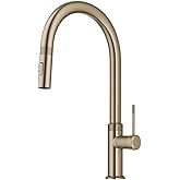 KRAUS Oletto Modern Industrial Pull-Down Single Handle Kitchen Faucet in Brushed Gold, KPF-2654BG