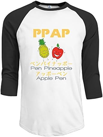 CDBA PPAP Pen Pineapple Apple Pen 3/4 Sleeve Baseball T Shirts For Mens Black