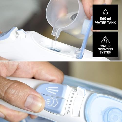 918984000 Agatha 2800 2800-Dampfbügeleisen W, Antikalk-und Selbstreinigungssystem, Tropfschutz, Keramik-Bügelsohle, Dampfstoß 170 g/min, Kunststoff, weiß/blau