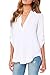 Dokotoo Womens Casual Chiffon Ladies V-Neck Cuffed Sleeve Blouse Tops Large White,White,(US12-14)L