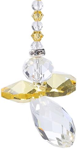 Anna Crystalword Rainbow Collection Crystal Guardian Angel Aurora Borealis For Home/Car &amp; Porch Decor &amp; Hangings Ornament (Yellow)