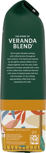 STARBUCKS BLONDE ROAST GROUND COFFEE — VERANDA BLEND — 100% ARABICA — 1 BAG (18 OZ.)