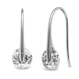 Swarovski Earrings for Women Dangle Drop Earrings Swarovski Round Cut 0.85 Carat Clear Crystals 6mm Brass Hook Earrings