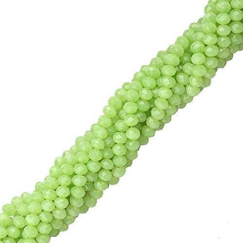 6mm Assorted Crystal Beads Faced Glass Beads Crystal Rondelle Bead,100pcs (Grass Green)