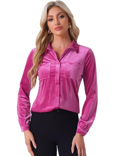 Allegra K Women Casual Velvet Christmas Long Sleeve Button Down Shirt at Amazon
