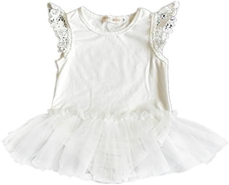 Infant Baby Girls Black Dress Cute Lace Pettiskirt Tutu Romper (18-24m, White)