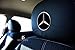 Ltluxury Universal Mercedes Benz Embroidered Black Gray Fabric Headrest Cover Set of 2