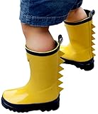 Outee Toddler Kids Boys Rain Boots Rubber Waterproof Shoes Yellow Shark Fin in Solid Color for Little Big Kids