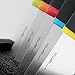 Vremi 5 Piece Chef Knife Set with Dark Wood Block - includes Carving Paring Serrated Bread Utility and Chefs Knives with Stainless Steel Blades and Colorful Ergonomic Non Slip Handles