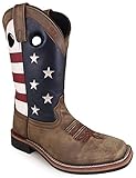 Smoky Mountain Womens Stars and Stripes Vintage Brown Leather Cowboy Boots 7 M