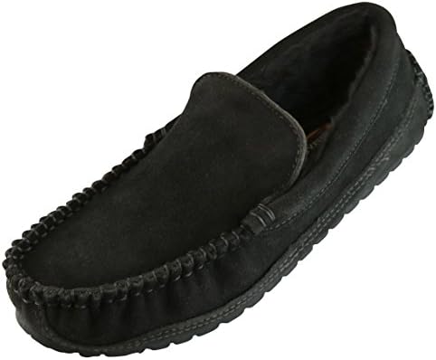 Tamarac by Slippers International Men's Venetian Faux Fur Lined Mocassin Slipper,10 D(M) US,Charcoal Grey