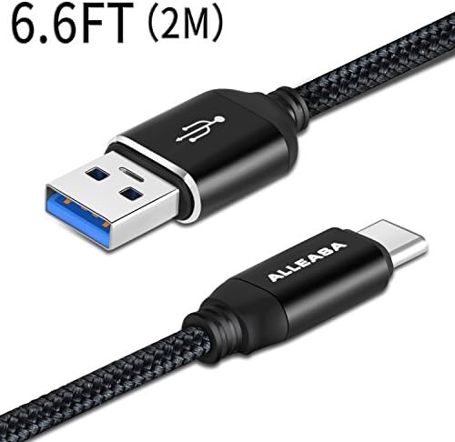 USB Type C Cable, ALLEASA USB C 3.0 Cable Nylon Braided Fast Charger Cord(6.6FT)for Samsung Galaxy Note 8,Samsung Galaxy s8, HUAWEI Mate 10, LG G5 G6 V20,Nexus 6P 5X,Google Pixel XL,s8 Plus(Black)