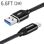 USB Type C Cable, ALLEASA USB C Cable Nylon Braided USB 3.0 Fast Charger Cord(6.6FT)for Samsung Galaxy s8,Nintendo Switch,LG G5 G6 V20,Nexus 6P 5X,Macbook12",Google Pixel XL,Galaxy s8 Plus(Black)