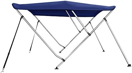 3 Bow Bimini Top Boat Cover 46" H X 67"-72" W 6' Long, Includes Rear Support Poles, Navy Blue