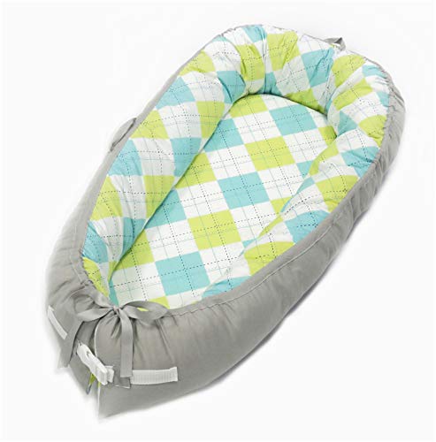 Baby Bassinet for Bed,Plenmor 100% Organic Cotton Baby Lounger Portable Travel Infant Bed Breathable Hypoallergenic Co-Sleeping Cribs & Cradles Lounger Cushion (C6)