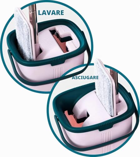 Mop Set - Mobile Phone | Flat Swivel with Two Chamber Turkey Bucket | Mop with Shrink Function | Dry Cleaning | Suitable for All Floors | Wiper Set