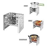 FURUISEN Portable Camping Stove, Wood Burning Stove Stainless Steel Backpacking Stove with Nylon Carry Bag for Outdoor Backpacking Hiking Traveling Picnic BBQ