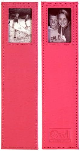 OWL® 100% Recycled Genuine Leather PINK Bookmark with Double Window ECO