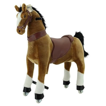 Sweety Toys 7363 Reittier groß Pferd BROWNIE auf Rollen für 4 bis 9 Jahre -RIDING ANIMAL