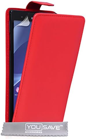 YouSave Flip Case for Sony Xperia T2 Ultra Red Faux Leather [SE-HA02-Z597]