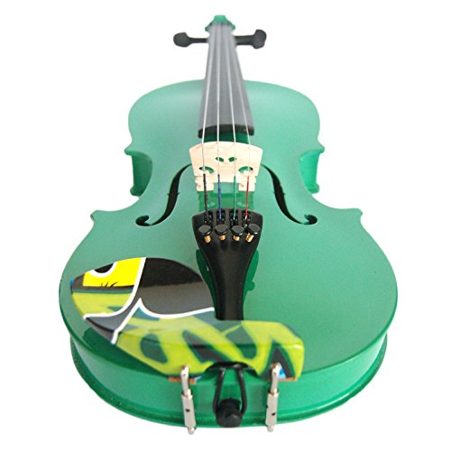 Kinglos Full Size 4/4 Green Colored Solid Wood Violin Kit Student Fiddle for Beginners Children Kids with Case, Shoulder Rest, Bow, Rosin, Bridge and Strings