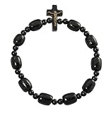 Rosary Decade Beaded Stretchable Bracelet - Black Wood - Made in Brazil