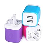 Charging Block, Sixsim 3-Pack 2.1A Universal Home Travel Dual Port Wall Charger USB Plug Charging Cube Brick Compatible for iPhone XS XR 8 7 6S Plus, iPad, Samsung, LG, HTC, Sony, Motorola, Blackberry