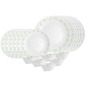 Cello Opalware Dazzle Tropical Lagoon Dinner Set, 18Pcs, White
