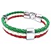 UM Jewelry Mens Leather Bracelet Italy Italian National Flag Bangle Red White Green