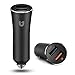 Car Charger Metal Black, MiCar 31.5W Dual USB Supporting Quick Charge 3.0 Safe Car Charger for iPhone 7Plus, iPad, Samsung Galaxy, Note, LG, Nexus and More