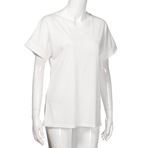 image for Paymenow Clearance Women Casual Short Sleeve V Neck Top T Shirt Loose 