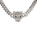 Lux Accessories Pave Panther Chain Link Bling Necklace Matching Stud Earrings.