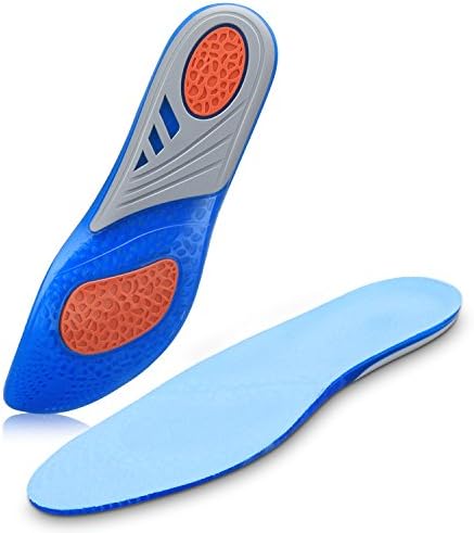 Unisex GEL Sports Orthotic Insoles ,Upgrade Full Length Gel Soles Inserts for Shock Absorption ,Heel Protection and Foot Arch Support ,Relieve Foot Pain and Fasciitis …