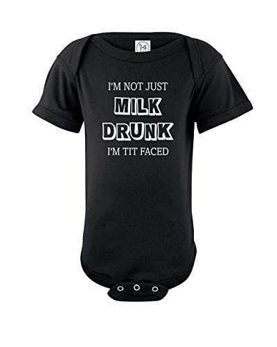 I’m Not Just Milk Drunk I’m Tit Faced |Funny Baby Boy Onesie | Black | 0-3 Months