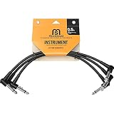 Miracle Sound Guitar Patch Cable for Pedalboard Effects with Right Angle Plug 3-Pack Ideal Electric Guitar and Bass Livewire Cable (0.5 Feet)
