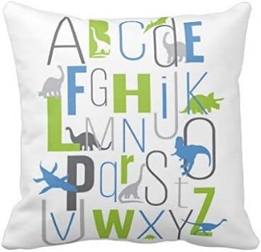 AliHogbenStore Dinosaur ABC Alphabet HN:129 Pillow Case Cushion Cover Home Sofa Decorative 18 X 18 Squares