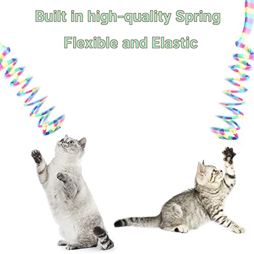 Interactive Cat Rainbow Wand Toy, 4pcs Supplies with Teaser Stick, pet Ball with Built-in Bell, Colorful Spring and Plush Doll Small Fish Refills, Funny Indoor Exerciser Playing cat Toy