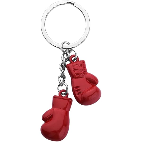 LLavero de guant de boxeo 2D plano acrílico rojo colgante de manopla de boxeo llavero personalizado para hombr mujer pareja llav de coche bolso encanto