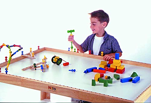 NILO N51 Kid's Table Compatible with Legos, Duplo, Trains, Games, Building, Lincoln Logs Safe Fun for Children Educational Toy Board Durable (Accessory Holes, 49x33x19) - Thumbnail 4