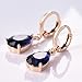 GULICX Gold Tone Blue Teardrop Crystal Cubic Zirconia Leverback Pierced Drop Earrings