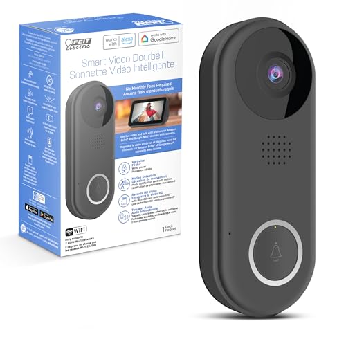 Photo 1 of Feit Electric Doorbell Camera, 2.4 GHz WiFi, No Hub, Two-Way Audio, Motion Detection, Night Vision, 1080p HD, Micro SD Card Storage, Wireless Chime Included, Hardwired, CAM/Door/WiFi