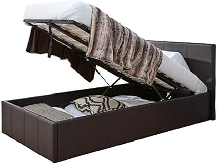 Caspian Ottoman Gas Lift Up Storage Bed Black Brown White Brown 3ft Single Amazon Co Uk Kitchen Home